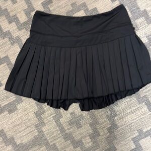 Black Pleated Skort with Wide Waistband